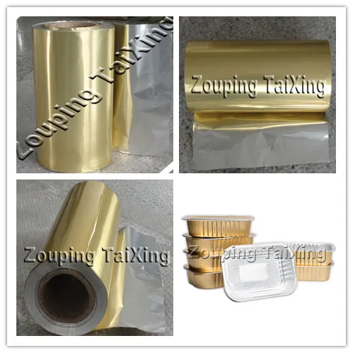8011 Gold Aluminium Foil with PP Film for Food Container 